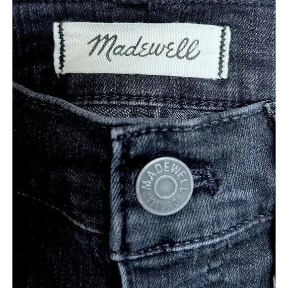 Madewell 10" High-Rise Skinny Jeans in Berkeley Black Women's 27 Tall Button Fly - Picture 6 of 9